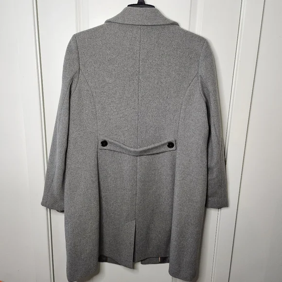 1 Madison Gray Wool Blend Tailored Long Coat Notched Collar Classic Chic XL - Picture 9 of 15